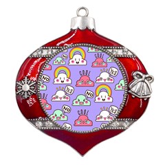 Cloud Seamless Pattern Metal Snowflake And Bell Red Ornament by Apen