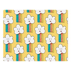 Smile Cloud Rainbow Pattern Yellow Two Sides Premium Plush Fleece Blanket (large) by Apen