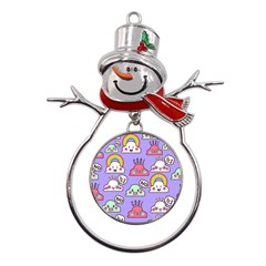 Cloud Seamless Pattern Metal Snowman Ornament by Apen