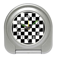 Chess Board Background Design Travel Alarm Clock by Apen