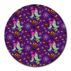 Pumpkin Ghost Skeleton Pattern Round Mousepad