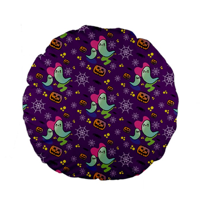 Pumpkin Ghost Skeleton Pattern Standard 15  Premium Flano Round Cushions