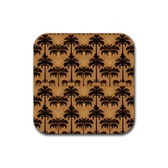 Camel Palm Tree Patern Rubber Coaster (square)