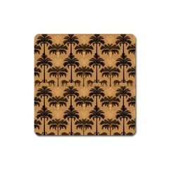 Camel Palm Tree Patern Square Magnet by Jatiart