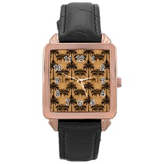 Cat Jigsaw Puzzle Rose Gold Leather Watch  by Jatiart