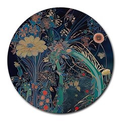 Vintage Peacock Feather Round Mousepad