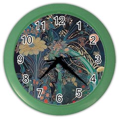 Vintage Peacock Feather Color Wall Clock