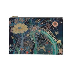 Vintage Peacock Feather Cosmetic Bag (large) by Jatiart