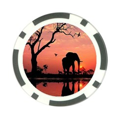 Elephant Landscape Tree Africa Sunset Safari Wild Poker Chip Card Guard (10 Pack) by Jatiart