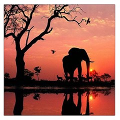 Elephant Landscape Tree Africa Sunset Safari Wild Square Satin Scarf (36  X 36 )