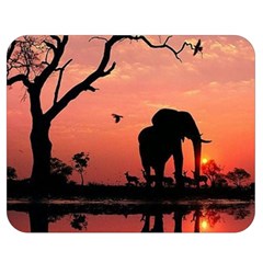 Elephant Landscape Tree Africa Sunset Safari Wild Premium Plush Fleece Blanket (medium) by Jatiart