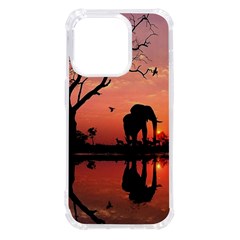 Elephant Landscape Tree Africa Sunset Safari Wild Iphone 14 Pro Tpu Uv Print Case