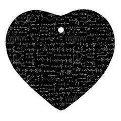 Math Equations Formulas Pattern Heart Ornament (two Sides) by Ravend