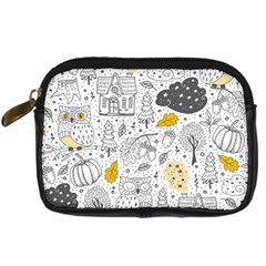 Doodle Seamless Pattern With Autumn Elements Digital Camera Leather Case