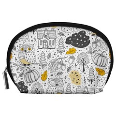 Doodle Seamless Pattern With Autumn Elements Accessory Pouch (large)