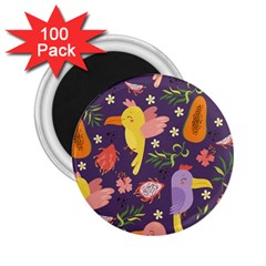 Exotic Seamless Pattern With Parrots Fruits 2 25  Magnets (100 Pack) 