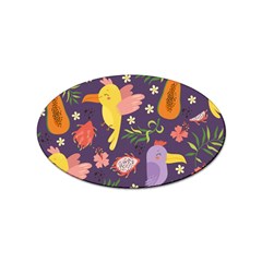 Exotic Seamless Pattern With Parrots Fruits Sticker Oval (100 Pack) by Ravend