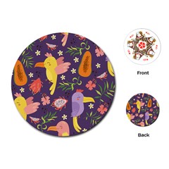 Exotic Seamless Pattern With Parrots Fruits Playing Cards Single Design (round)