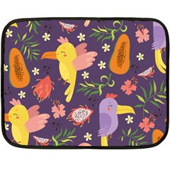 Exotic Seamless Pattern With Parrots Fruits Two Sides Fleece Blanket (mini)