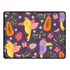 Exotic Seamless Pattern With Parrots Fruits Two Sides Fleece Blanket (small) by Ravend