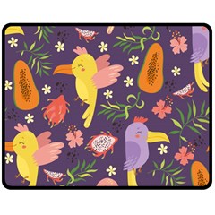 Exotic Seamless Pattern With Parrots Fruits Two Sides Fleece Blanket (medium)