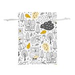 Doodle Seamless Pattern With Autumn Elements Lightweight Drawstring Pouch (L) Front