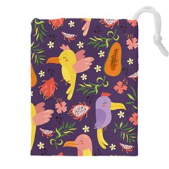 Exotic Seamless Pattern With Parrots Fruits Drawstring Pouch (5xl)