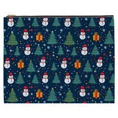 Snow Snowman Tree Christmas Tree Cosmetic Bag (xxxl) by Ravend