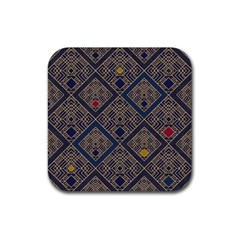 Pattern Floral Leaves Rubber Coaster (square) by Ravend