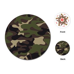 Texture Military Camouflage Repeats Seamless Army Green Hunting Playing Cards Single Design (round)