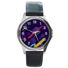 Colorful Abstract Background Round Metal Watch by Ravend