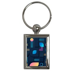 Gradient Geometric Shapes Dark Background Key Chain (rectangle)