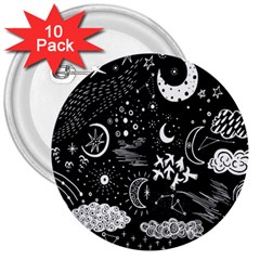 Vector Set Sketch Drawn With Space 3  Buttons (10 Pack)  by Ravend