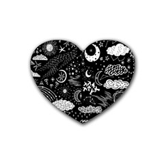 Vector Set Sketch Drawn With Space Rubber Heart Coaster (4 Pack)