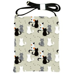 Cute Cat Seamless Pattern Shoulder Sling Bag by Ravend