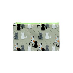Cute Cat Seamless Pattern Cosmetic Bag (xs)