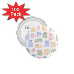 Cute Cat Colorful Cartoon Doodle Seamless Pattern 1 75  Buttons (100 Pack) 