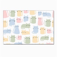 Cute Cat Colorful Cartoon Doodle Seamless Pattern Postcard 4 x 6  (pkg Of 10) by Ravend