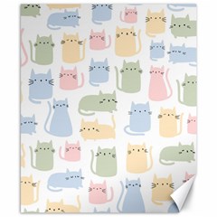 Cute Cat Colorful Cartoon Doodle Seamless Pattern Canvas 8  X 10 