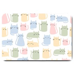 Cute Cat Colorful Cartoon Doodle Seamless Pattern Large Doormat