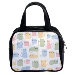 Cute Cat Colorful Cartoon Doodle Seamless Pattern Classic Handbag (two Sides)