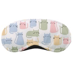 Cute Cat Colorful Cartoon Doodle Seamless Pattern Sleep Mask by Ravend