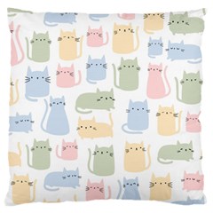 Cute Cat Colorful Cartoon Doodle Seamless Pattern Large Cushion Case (one Side)