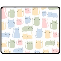 Cute Cat Colorful Cartoon Doodle Seamless Pattern Two Sides Fleece Blanket (medium)