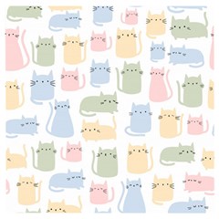 Cute Cat Colorful Cartoon Doodle Seamless Pattern Wooden Puzzle Square