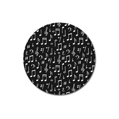 Chalk Music Notes Signs Seamless Pattern Magnet 3  (round)