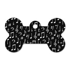 Chalk Music Notes Signs Seamless Pattern Dog Tag Bone (one Side) by Ravend