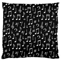 Chalk Music Notes Signs Seamless Pattern Large Premium Plush Fleece Cushion Case (two Sides)