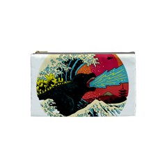 Retro Wave Kaiju Godzilla Japanese Pop Art Style Cosmetic Bag (small) by Cendanart