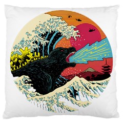 Retro Wave Kaiju Godzilla Japanese Pop Art Style Large Cushion Case (one Side) by Cendanart